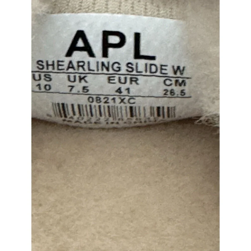 APL‎ Women’s Shearling Furry Slide Sandals in Parchment/Black/Leopard Size 10